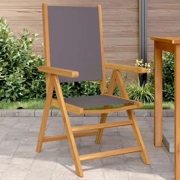 Gossi scaune de gradina 2 buc., antracit, lemn masiv acacia si textil