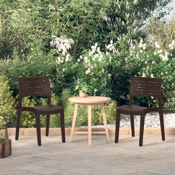 Gossi scaune de gradina, 2 buc., cafeniu, polipropilena