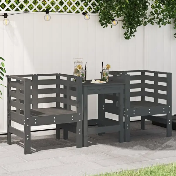 Gossi scaune de gradina, 2 buc., gri, 61,5x53x71 cm, lemn masiv pin