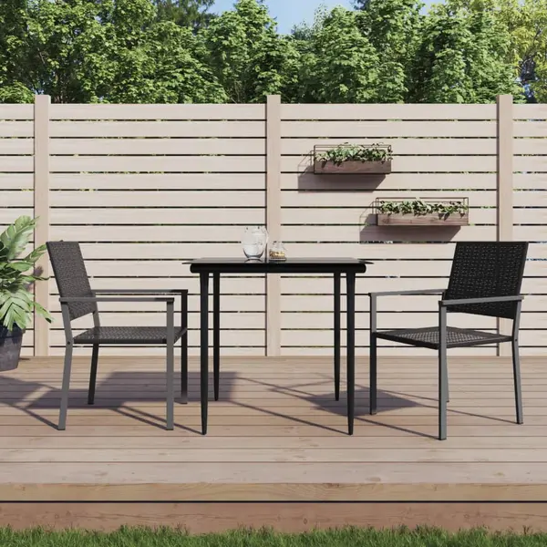 Gossi scaune de gradina, 2 buc., negru, 54x62,5x89 cm, poliratan