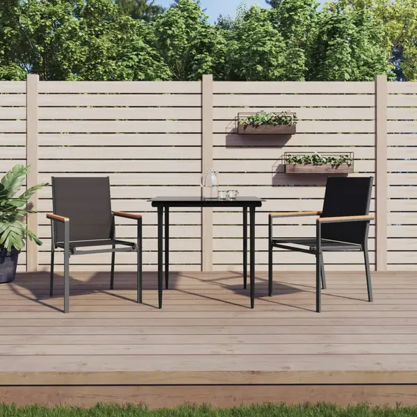 Gossi scaune de gradina, 2 buc., negru, 55x61,5x90 cm, textilena&otel