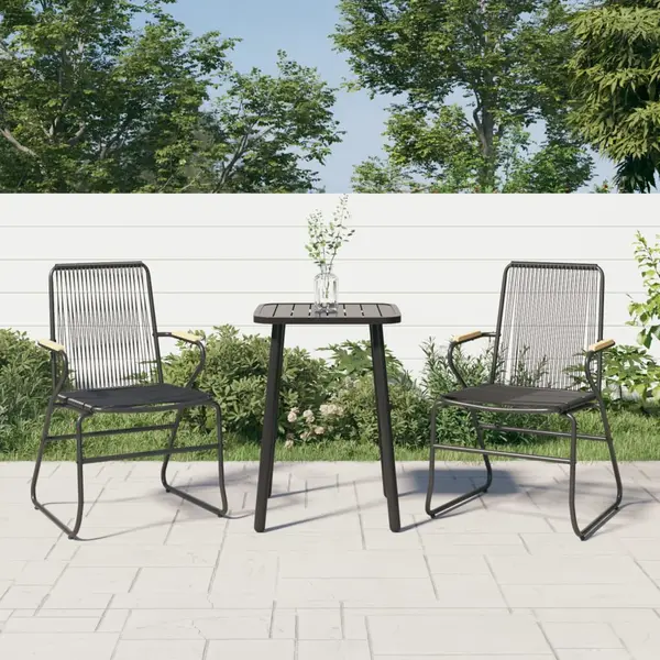 Gossi scaune de gradina, 2 buc., negru, 58x59x85,5 cm, ratan pvc