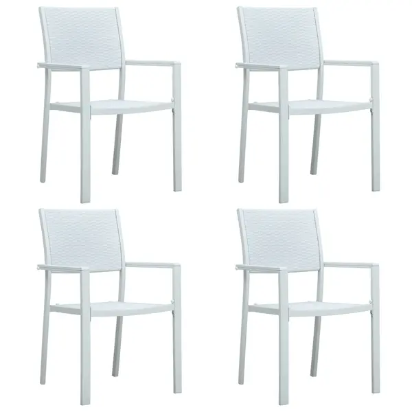 Gossi scaune de gradina, 4 buc., alb, plastic, aspect ratan