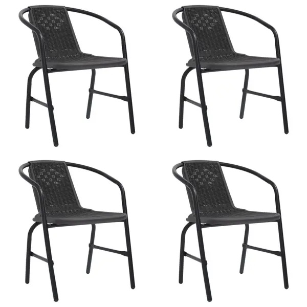 Gossi scaune de gradina, 4 buc., ratan din plastic si otel, 110 kg