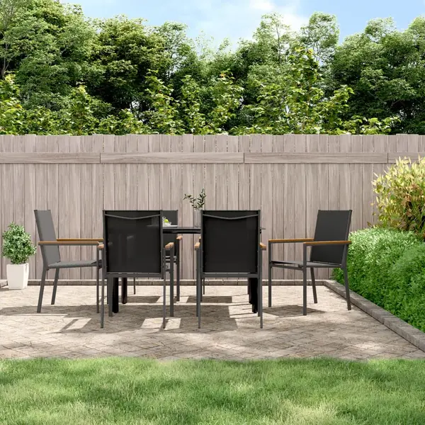 Gossi scaune de gradina, 6 buc., negru, 55x61,5x90 cm, textilena&otel