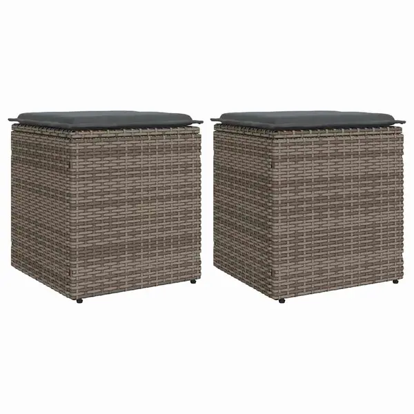 Gossi scaune de gradina cu perne 2 buc gri 40x40x43 cm poly ratan