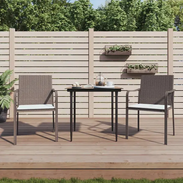 Gossi scaune de gradina cu perne, 2 buc., maro, 56x59x84 cm poliratan