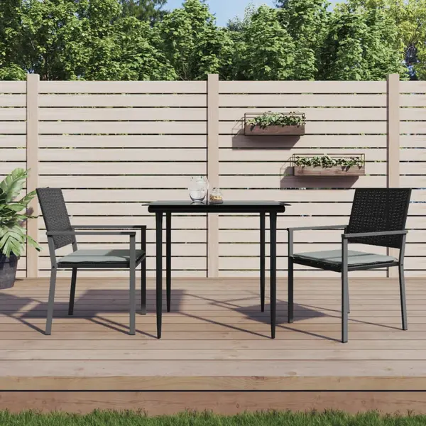 Gossi scaune de gradina cu perne 2 buc. negru 54x62,5x89 cm poliratan