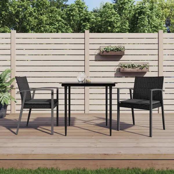 Gossi scaune de gradina cu perne 2 buc. negru 56,5x57x83 cm poliratan