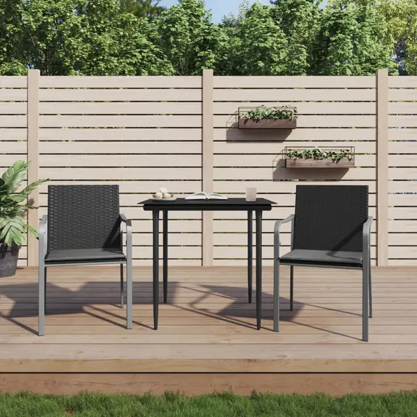 Gossi scaune de gradina cu perne 2 buc. negru 56x59x84 cm poliratan