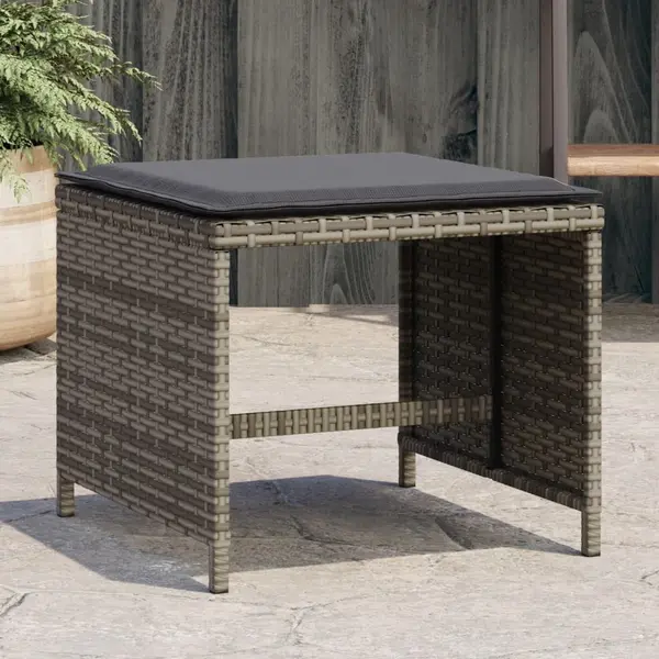Gossi scaune de gradina cu perne, 4 buc., gri, 40x40x35 cm, poliratan
