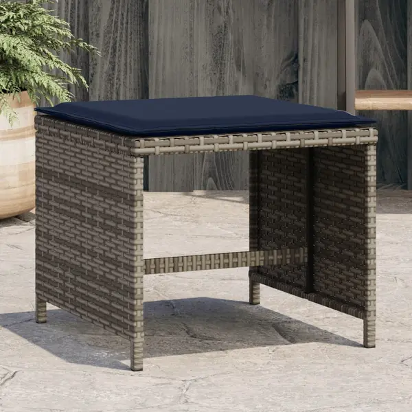 Gossi scaune de gradina cu perne, 4 buc., gri, 40x40x35 cm, poliratan