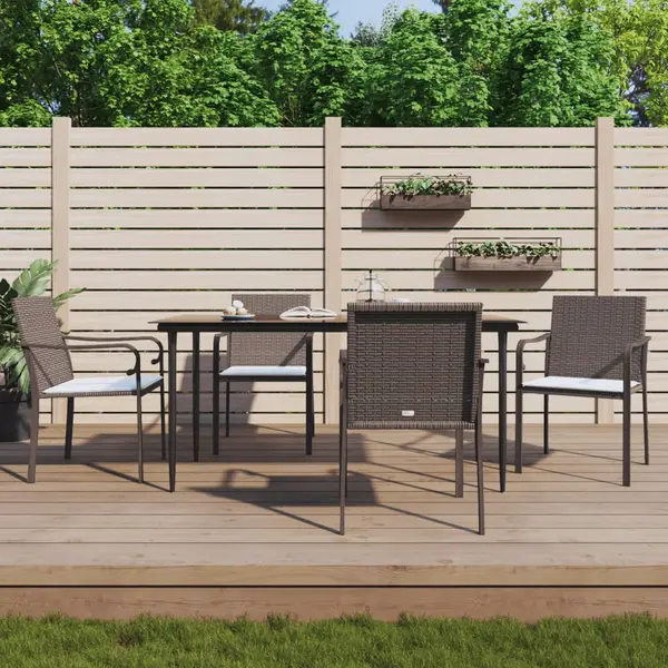 Gossi scaune de gradina cu perne, 4 buc., maro, 56x59x84 cm poliratan