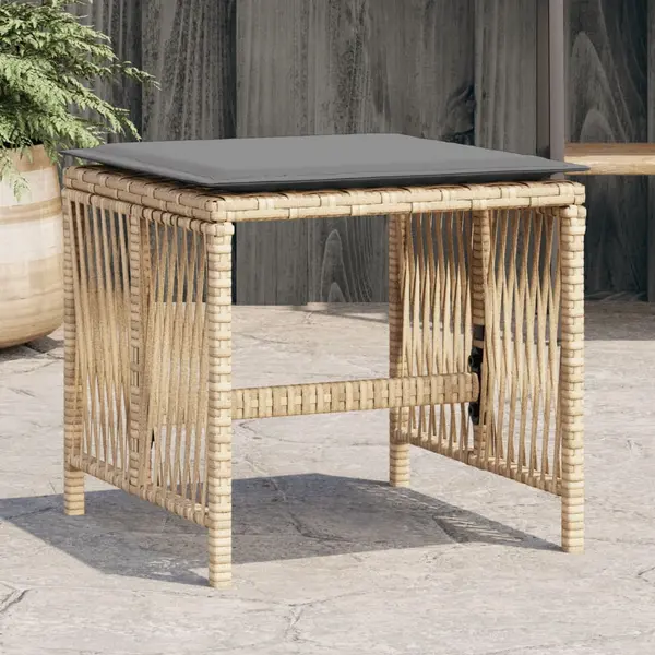 Gossi scaune de gradina cu perne 4 buc. mix bej 41x41x36 cm poliratan