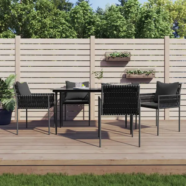 Gossi scaune de gradina cu perne 4 buc. negru 54x61x83 cm poliratan