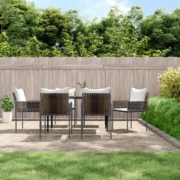 Gossi scaune de gradina cu perne, 6 buc., maro, 54x61x83 cm poliratan