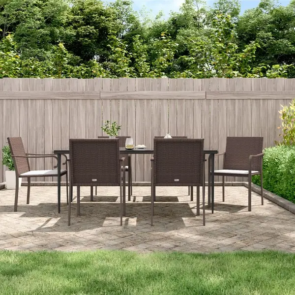 Gossi scaune de gradina cu perne, 6 buc., maro, 56x59x84 cm poliratan