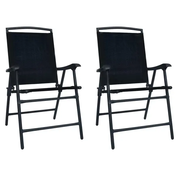 Gossi scaune de gradina pliabile, 2 buc, negru, textilena