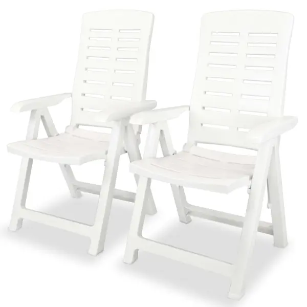 Gossi scaune de gradina rabatabile, 2 buc., alb, plastic