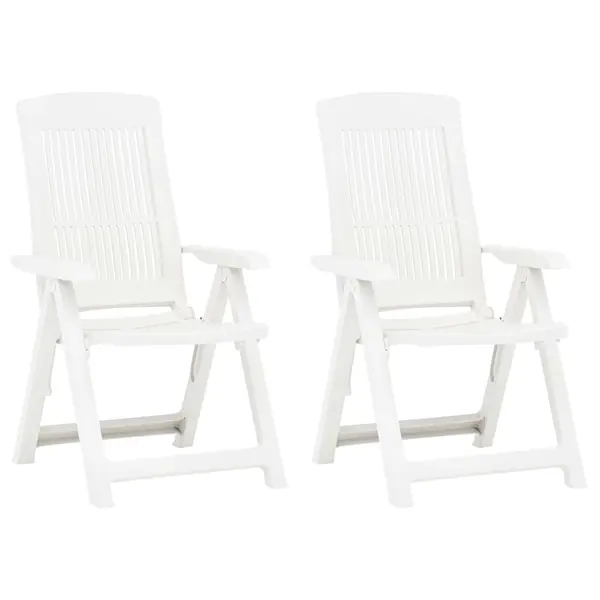 Gossi scaune de gradina rabatabile, 2 buc., alb, plastic