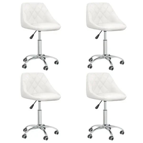 Gossi scaune de masa pivotante, 4 buc., alb, piele ecologica