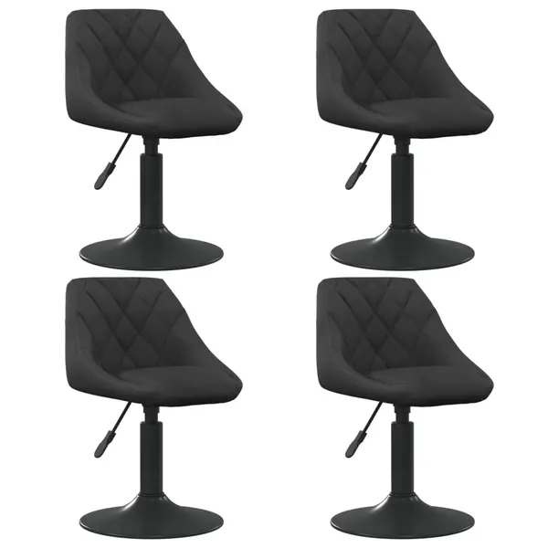 Gossi scaune de masa pivotante, 4 buc., negru, catifea