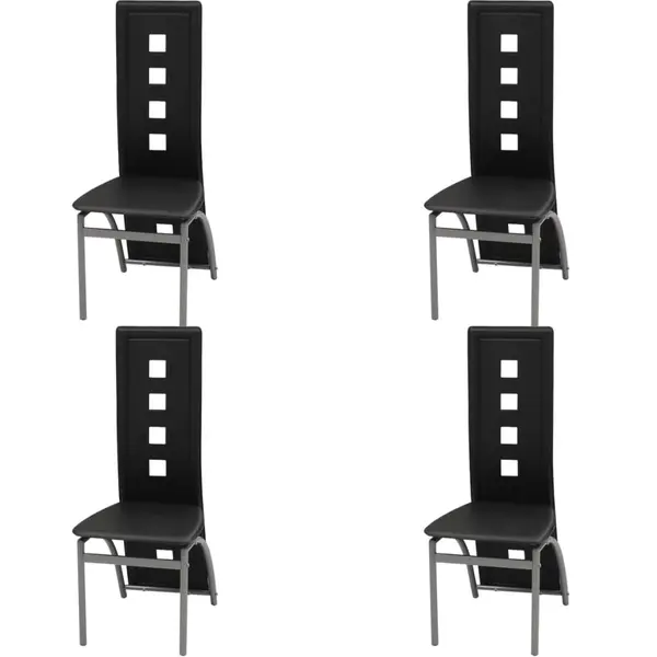 Gossi scaune de sufragerie, 4 buc., negru, piele ecologica