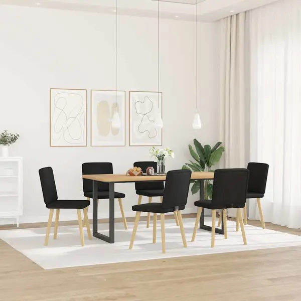 Gossi scaune de sufragerie 6 buc. negru material textil