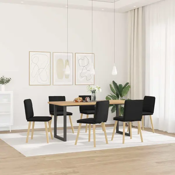 Gossi scaune de sufragerie 6 buc. negru material textil