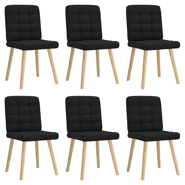 Gossi scaune de sufragerie 6 buc. negru material textil