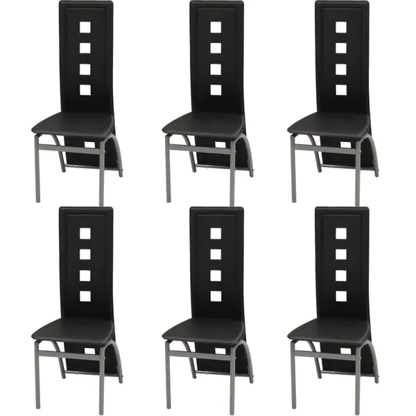Gossi scaune de sufragerie, 6 buc., negru, piele ecologica