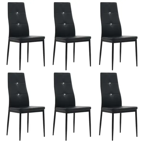 Gossi scaune de sufragerie, 6 buc., negru, piele ecologica