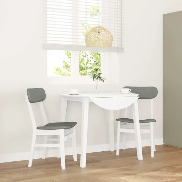 Gossi scaune de sufragerie cu perne 2 buc cauciuc din lemn masiv alb