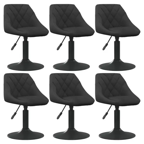 Gossi scaune de sufragerie pivotante 6 buc, negru, catifea