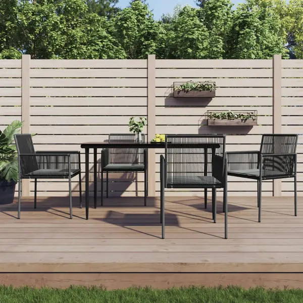 Gossi scaune gradina cu perne 4 buc. negru 54x60,5x83,5 cm poliratan