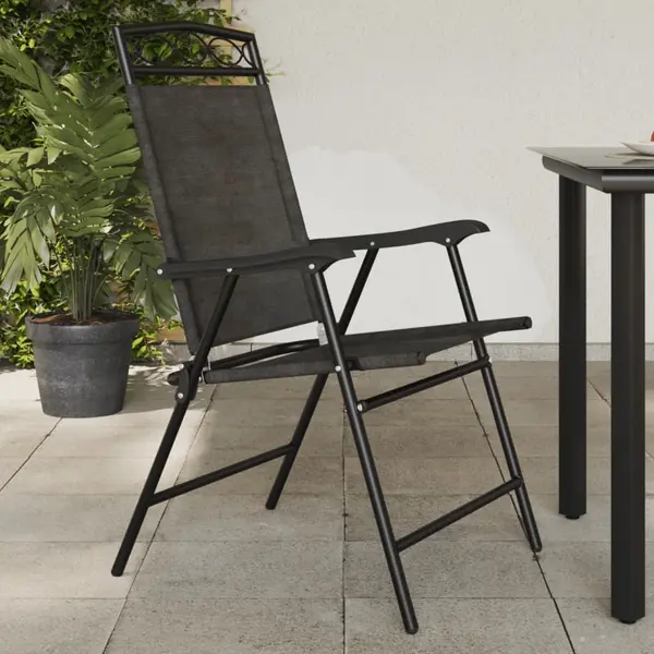Gossi scaune pliante de gradina, 2 buc., gri melange, otel/textilene