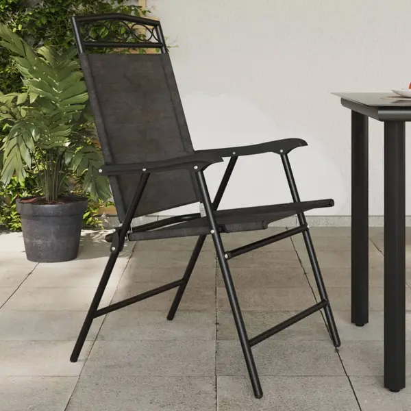 Gossi scaune pliante de gradina, 8 buc., gri melange, otel/textilene
