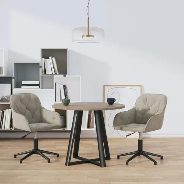 Gossi scaune rotative de bucatarie, 2 buc., gri deschis, catifea