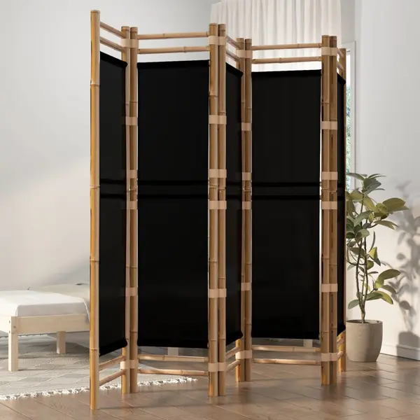 Gossi separator de camera pliabil cu 5 panouri 200 cm bambus si panza