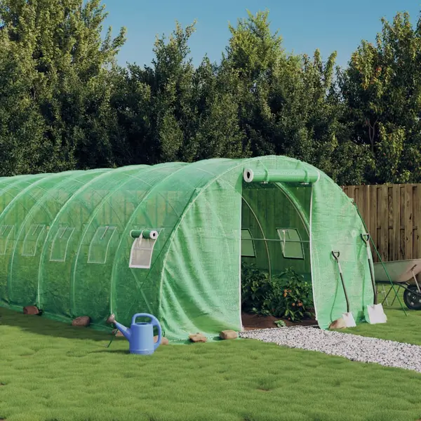 Gossi sera cu cadru din otel, verde, 24 m2, 8x3x2 m