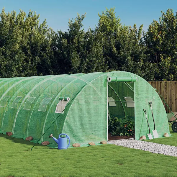 Gossi sera cu cadru din otel, verde, 48 m2, 12x4x2 m