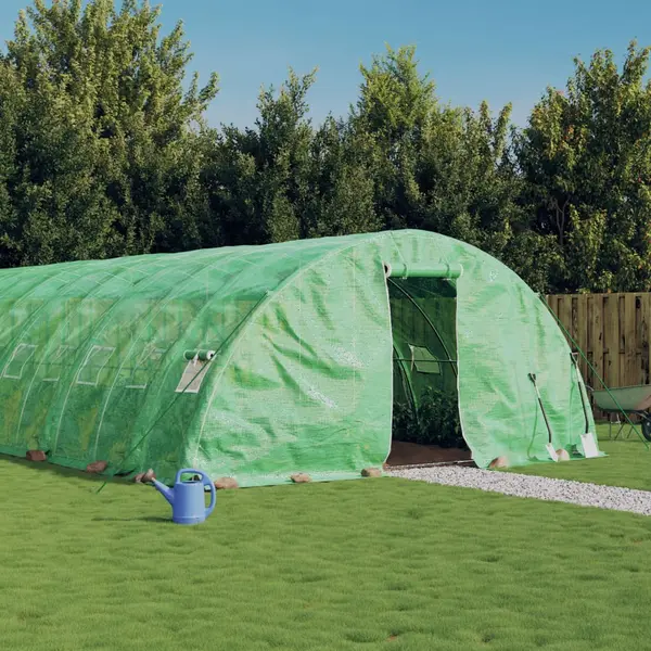 Gossi sera cu cadru din otel, verde, 60 m2, 12x5x2,3 m