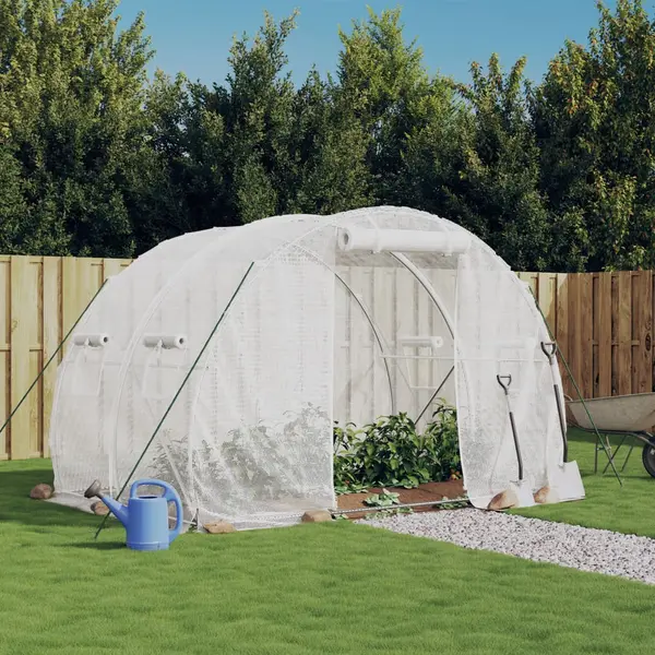 Gossi sera cu un cadru din otel, alb, 6 m2, 3x2x2 m