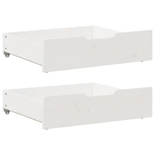 Gossi sertare de pat, 2 buc., 65x55x16 cm, alb, lemn masiv de pin