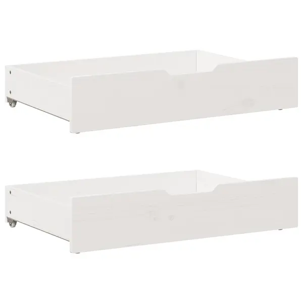 Gossi sertare de pat, 2 buc., 80x55x16 cm, alb, lemn masiv de pin