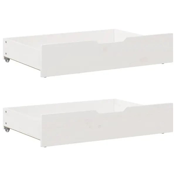 Gossi sertare de pat, 2 buc., 85x55x17 cm, alb, lemn masiv de pin