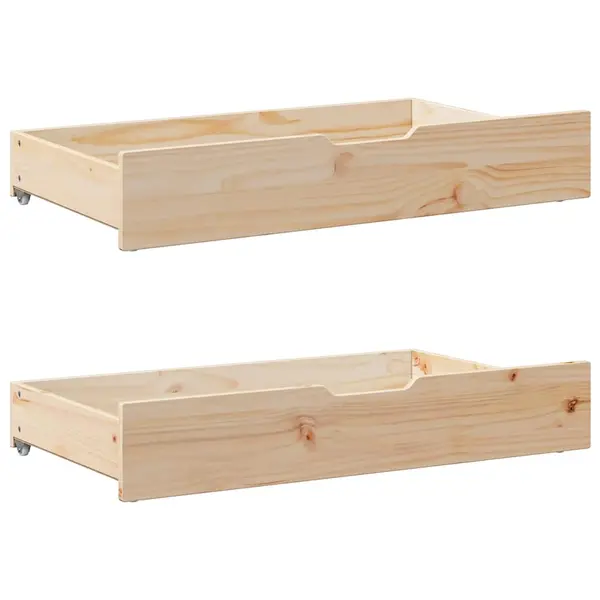Gossi sertare de pat cu roti, 2 buc., 90x55x16 cm, lemn masiv de pin