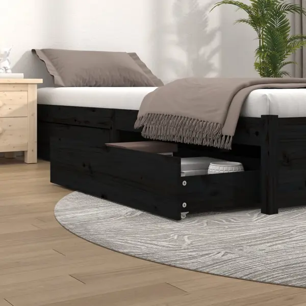 Gossi sertare pentru pat, 4 buc., negru, lemn masiv de pin