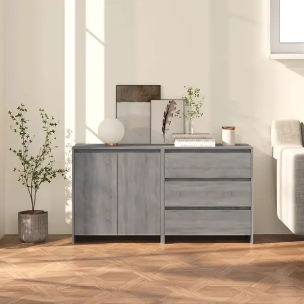 Gossi servanta, 2 piese, sonoma gri, lemn prelucrat