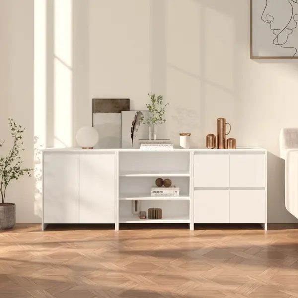 Gossi servanta, alb, 3 piese, lemn prelucrat